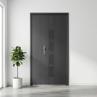 Porte de sécurité moderne en acier, entrée sans clé, porte extérieure principale, options de quincaillerie personnalisées pour la chaîne d'approvisionnement mondiale