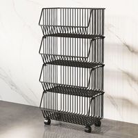 Chariot de rangement de cuisine multi-niveaux en acier au carbone, panier de rangement multifonctionnel coulissant avec roulettes pour l'organisation de la cuisine