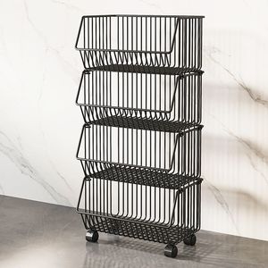 Chariot de rangement de <span class=keywords><strong>cuisine</strong></span> multi-niveaux en acier au carbone, panier de rangement multifonctionnel coulissant avec roulettes pour l'organisation de la <span class=keywords><strong>cuisine</strong></span> - Product Image 1