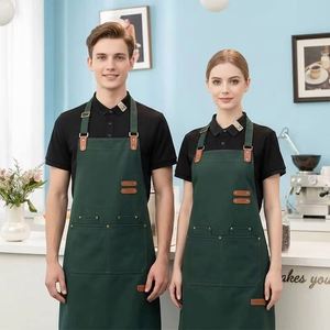 Wholesale Custom Logo Custom Logo Canvas Chef Apron with Adjustable Bib Pockets Washable Women Cooking Gardening Apron - Product Image 5