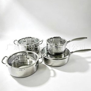 Set di Pentole e Padelle in Acciaio Inox SS430 OEM Antiaderenti con Coperchio in Vetro, Compatibili con Induzione per Cucina Domestica - Product Image 6