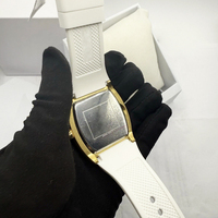 Reloj de Cuarzo Europeo con Grabado de Diamantes, Diseño Cuadrado en Oro Rosa, Forma de Cubo de Vino, para Mujer