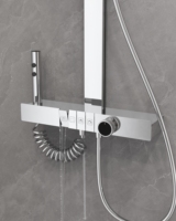 Système de robinetterie de douche mural DG moderne en laiton chromé avec jet de pluie et jets massants, 3 fonctions, pour salle de bain