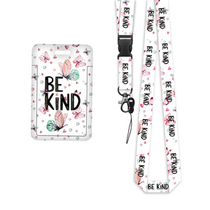 BE KIND butterfly buckle card holder with detachable lanyard, name badge, ID card holder, badge scroll wholesale. - Product Image 5