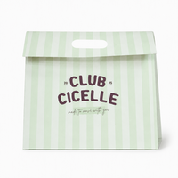 Sac en papier vert clair rayé avec poignée découpée, en carton blanc, pour vêtements, vente au détail, échantillons de beauté, emballage cadeau, directement de l'usine