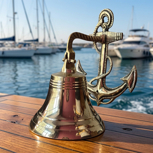 Cloche de bateau vintage en laiton de 10 pouces avec support mural en forme d'ancre - Product Image 3