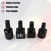 Flacon vide rond ou carré noir ou transparent de 10 ml ou 15 ml pour vernis à ongles, gel ou colle, avec pinceau, personnalisable avec votre logo