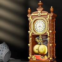 Briques compatibles DIY, jouet rétro vintage, modèle d'horloge à pendule, ornement mécanique, horloge murale à assembler, cadeau pour enfants, ABS