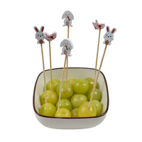 Brochette de bambou de lapin rose blanc Bâtonnets de fruits jetables écologiques Apéritif Cure-dents 100pcs Pack