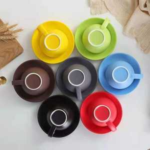 Tasse cappuccino en céramique, couleurs assorties personnalisées, faite à la main, tasse avec soucoupe, café fini - Product Image 2