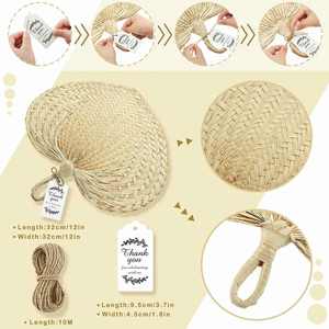 Abanicos de Rafia Naturales Hechos a Mano, Abanicos de Buri para Decoración Rústica de Verano, Abanico de Ratán - Product Image 6