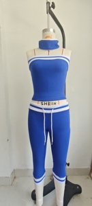 Conjunto de Dos Piezas para Mujer, Top Tubo y Pantalones Capri, Estilo Colorblock, Atuendo de Verano a la Moda, Logotipo Personalizado, MOQ Bajo, Nuevo Diseño Único - Product Image 5