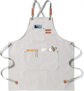 Tablier long en jean unisexe en coton, tendance, pour jardin, restaurant, café, kit de chef pour hommes et femmes - Product Image 1