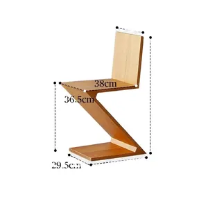 Cadeira Zig zag de design moderno cadeira de jantar em forma de Z madeira compensada com móveis de sala folheados