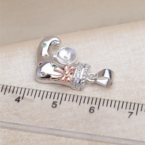 S925 Silver Colored <b>Boot</b> Pendant Empty <b>Holder</b> 8-10 European American Christmas DIY Pearl Jewelry Accessories for Gift Decorative - Product Image 4