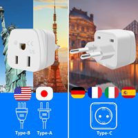 Adaptateur de Voyage Européen pour USA vers UE 100-250V, 3 Broches Plates, Matériaux Cuivre & ABS, Certifié AC CE ROHS, Modèle wd