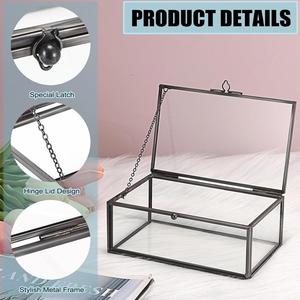 Premium Clear Glass <b>Memory</b> <b>Box</b> with Silver Metal Accents for Special Occasion Keepsakes and Decorative Household Storage - Product Image 3
