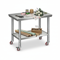 Table de travail double couche personnalisable en acier inoxydable 304 avec roulettes et table d'opération, modèle 2026, vente chaude