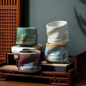 2025 nuevo 200ML Taza <span class=keywords><strong>de</strong></span> cerámica Irregular Vintage japonesa única agua plisada mano pellizco diseño tazas <span class=keywords><strong>de</strong></span> café tazas <span class=keywords><strong>de</strong></span> té <span class=keywords><strong>platillos</strong></span> - Product Image 3