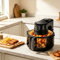 Friteuse à air chaud de comptoir 5L avec flux d'air complet, double bouton de commande et réglage tactile de la minuterie et de la température, arrêt automatique, appareil de cuisson de cuisine