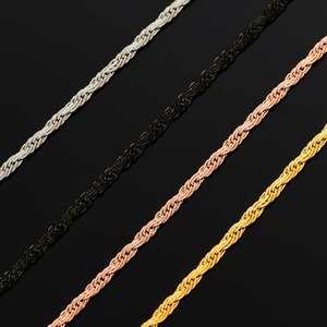 Collier en Chaîne Torsadée Plate en Acier Inoxydable de 2 mm d'Épaisseur, Couleur Or et Rose pour Femmes et Filles, 16 à 30 Pouces - Product Image 2