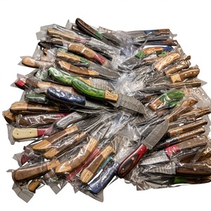 Couteau à lame fixe Drop Point en acier Damas forgé, 23 cm, manche en bois Pakka bleu, garantie 3 ans, pour le camping, la chasse et la survie en extérieur - Product Image 1