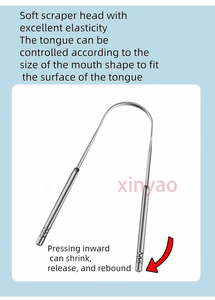 Pembersih pengeruk lidah logam besi tahan karat 100% 304 Logo kustom Scrubber mengurangi bau mulut untuk perawatan mulut higienis untuk dewasa - Product Image 5