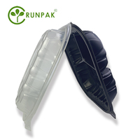 Boîte alimentaire à charnière transparente et noire à 3 compartiments de 9 x 9 pouces, écologique, jetable, recyclable, boîte à lunch