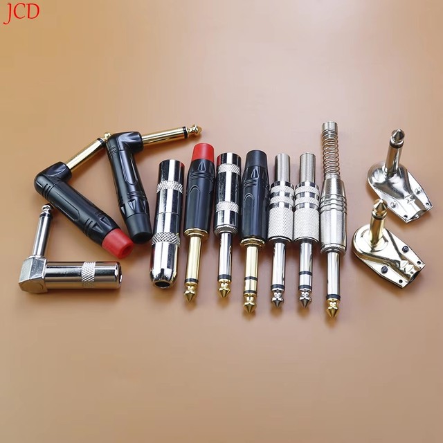 6.35mm Jack TRS Stereo 3 pole 1/4" TS Mono 2 pole Microphone Guitar Line Instrument Plug Right Angle/Straight Jack