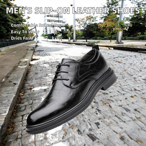 Mocassins en PU véritable pour hommes, chaussures habillées à enfiler pour le bureau et les occasions professionnelles, chaussures de mariage, saison printemps, plates et unies - Product Image 2