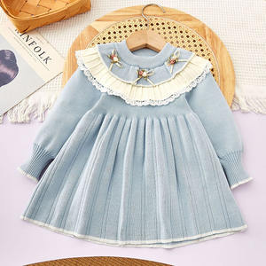 Vente en gros de vêtements d'hiver pour filles en coton doux personnalisés <span class=keywords><strong>robe</strong></span> <span class=keywords><strong>pull</strong></span> pour bébé en tricot à col rond pour enfants de 1 à 6 <span class=keywords><strong>ans</strong></span> - Product Image 4