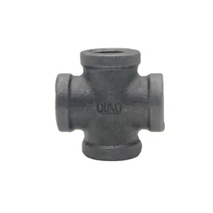 Threaded malleable iron 4 way tee cross pipe fittings 1/2 inch water and plumbing pipe fittings