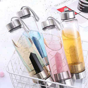 Cristaux infusés de 750ml Pierres de guérison Bouteille d'eau en verre transparente écologique unique - Product Image 5