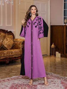 Nouveau En Stock Moyen-Orient Vêtements Femmes Musulmanes Longue Robe Corde Broderie Dubaï <span class=keywords><strong>Voyage</strong></span> Casual Arabe À Manches Longues Robes Robe - Product Image 4