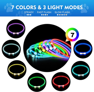 USB-C Oplaadbare LED Halsband voor Huisdieren - Verstelbaar Knipperlicht voor Katten & Honden Nachtveiligheid Kleine & Grote Maten - Product Image 4