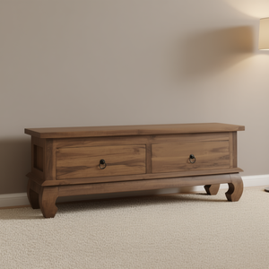 Mobile TV in Legno Massello di Teak 43.3x13.8x15.7 Pollici Design Rustico Arredamento Soggiorno - Product Image 2