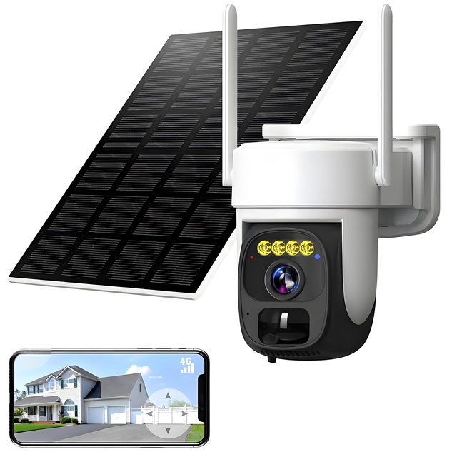 Solar Wireless 4G (Without Sim Card) PTZ Security Camera Outdoor 2K HD Color Night Vision PIR Motion Detection Remote Monitoring