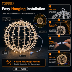 Lampes sphériques à motif 3D RGB personnalisées Toprex, étanches IP67, câble en caoutchouc, lumière suspendue pour usage commercial extérieur, vente en gros - Product Image 4
