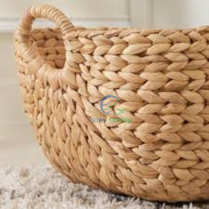 Cestas de almacenamiento de jacinto de agua hechas en Vietnam con asas para decoración del hogar y compras de regalos - Product Image 5