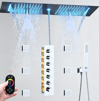 Système de douche thermostatique chromé HONGDEC avec pommeau de douche pluie, télécommande, 6 jets latéraux et douchette à main – Ensemble de douche de luxe
