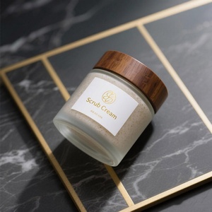 5g 10g 15g 20g 30g 50g 100g 2Oz Wide Mouth <b>Empty</b> Clear Frosted Glass Cosmetics Skin Cream Glass <b>Jar</b> With Wood Grain Lid - Product Image 6