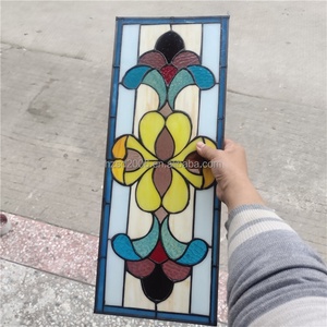 Vitrail Tiffany style chinois pour portes et fenêtres, motif floral, soudure en étain - Product Image 4