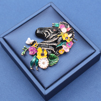Broche personnalisée en émail goutte à goutte avec strass, motif zèbre, avatar, fleur, animal, accessoire de mode unisexe