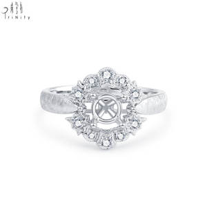 Anillo de compromiso vintage hecho a mano por proveedor de Hong Kong, oro blanco de 18 quilates, anillo de diamantes naturales, engaste semimontado para boda de mujer - Product Image 1