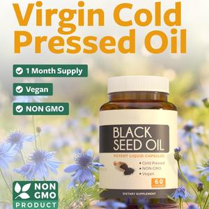 Complément alimentaire Huile <span class=keywords><strong>de</strong></span> <span class=keywords><strong>nigelle</strong></span> pure pressée à froid Capsules molles Marque privée Complément alimentaire à base <span class=keywords><strong>de</strong></span> plantes Ingrédients naturels 60 Adultes - Product Image 2