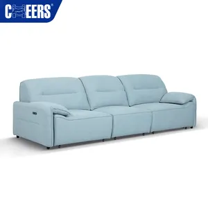 Manwah Cheers Knitted Fabric New Design Multi-functional 3 Seat Living Room Electric Sofa Bed