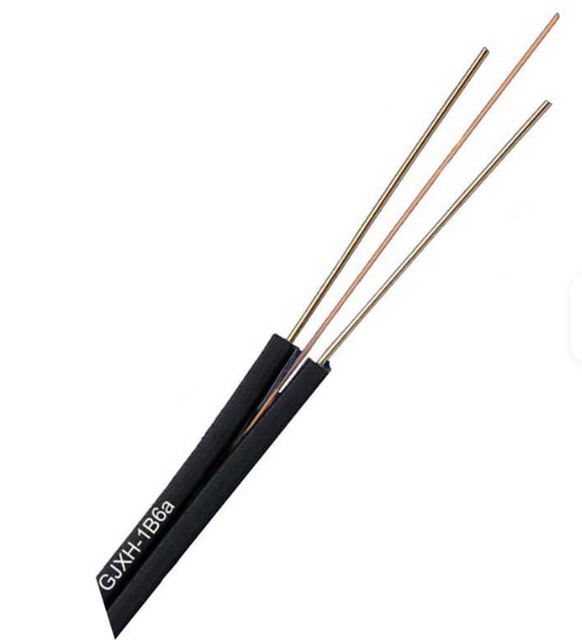 GJXH Indoor Fiber Optic Cable 1 Core 2 Cores 4 Cores G657A2 FTTH Drop Cable with Two Steel Wire Strength Members Black LSZH