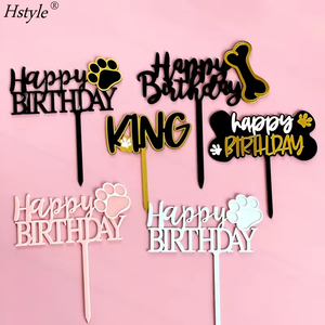 Topper de gâteau d'anniversaire Hstyle avec patte de chien pour Let's Pawty Thème Enfants Garçons Filles Anniversaire Chiot Chien Os Gâteau Pick Décorations - Product Image 6