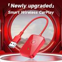 Adaptor Universal 2 in 1 Wireless CarPlay Android Auto Tanpa Kabel Kotak Adaptor Autoradio Kabel Merah Terjalin Layar Asli