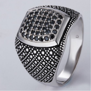 Bijoux fantaisie, bague en argent sterling 925 avec pierre noire, modèles pour hommes - Product Image 6